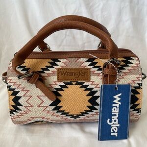 Wrangler Geometric Tan and Brown Satchel
